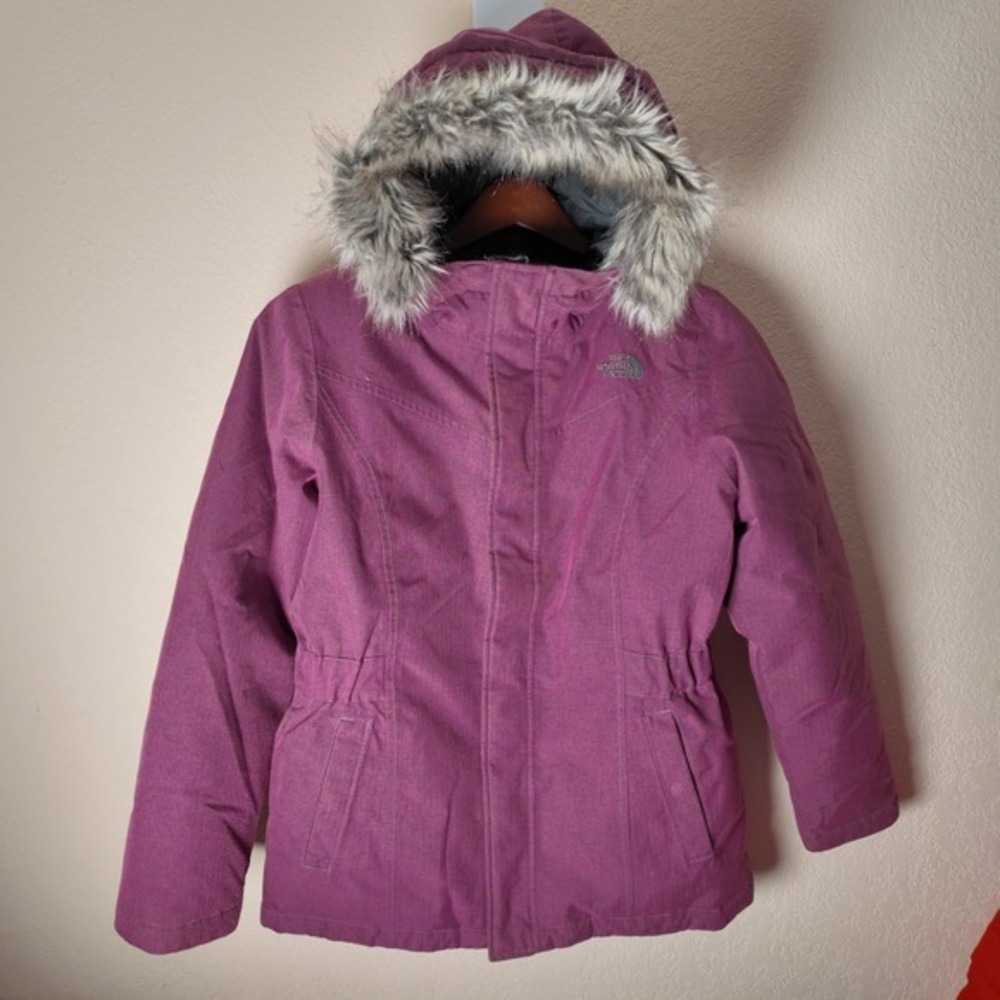 North Face Dryvent 550 jacket Girls size XL Outdoor Winter Coat Faux Fur Hood - Picture 1 of 8
